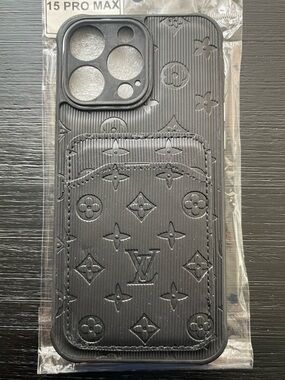 iPhone 15 Pro Max ALL BLACK phone Case. 2 card holder!
